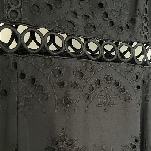 Sam Edelman Black Eyelet Midi Dress Sz 6 - Picture 6 of 7